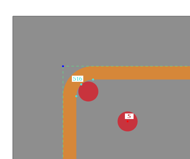 Barra de tipo de definição 'Individual | Ponto 'no ponto de adaptação da armadura (516) e outro ponto (5)