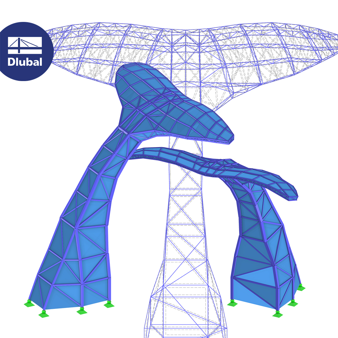 Estrutura de cauda de baleia | Modelo estrutural do RFEM 6 para download