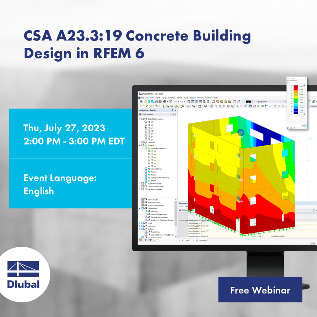 CSA A23.3:19 Dimensionamento de edifícios de betão no RFEM 6
