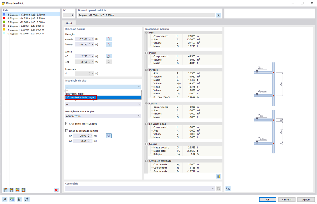 Função 002645 | Tipo de piso "Só transferência de carga"