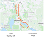 Rota do passeio de bicicleta em Leipzig 2023