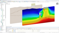 Imagem a mostrar o processo de análise geotécnica com o RFEM 6 para avaliação realista das condições do terreno