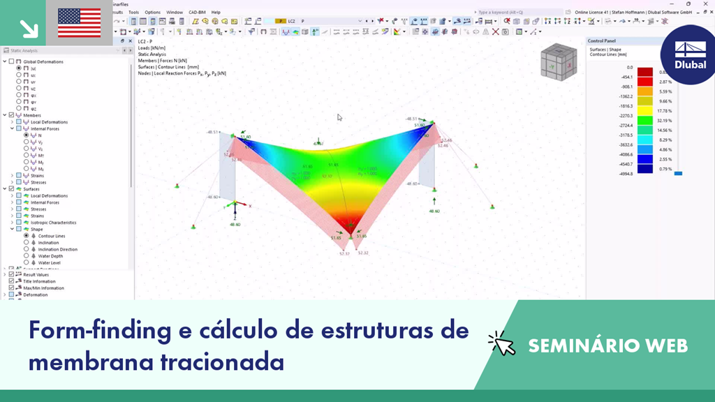 Um olhar detalhado sobre o processo de form-finding e cálculo de estruturas de membranas tracionadas utilizando ferramentas computacionais avançadas do RFEM 6.