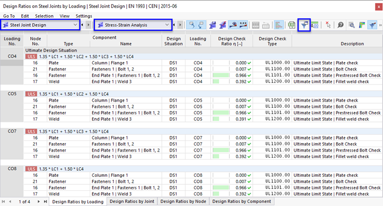 Tabelas para "Relações de cálculo em ligações de aço"