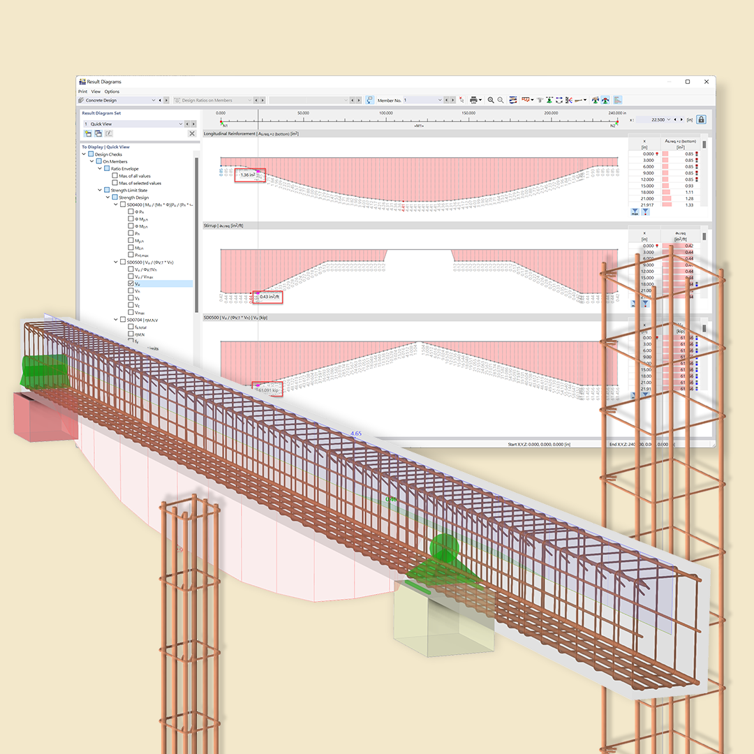 Nova função no RFEM 6 | Opção de armadura "Travessa" para o dimensionamento de acordo com a EN 1992-1-1
