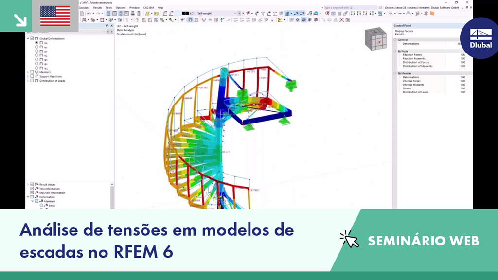 Seminário web sobre análise de tensão para modelos de escadas utilizando o software RFEM 6.