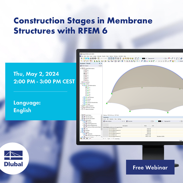 Fases de construção em estruturas de membranas com o RFEM 6