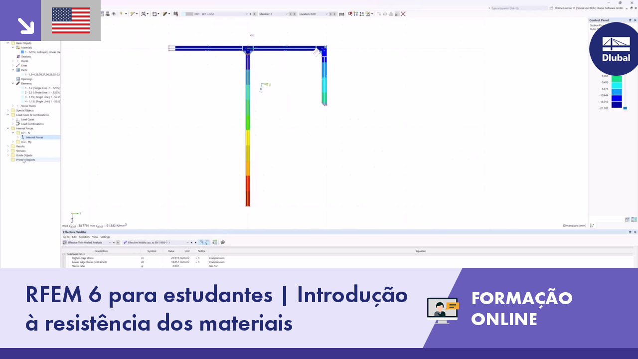 RFEM 6 para estudantes | Introdução à resistência dos materiais | 17 de abril de 2024