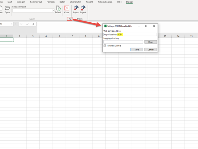 Alterar intervalo da porta do servidor no plug-in do Excel