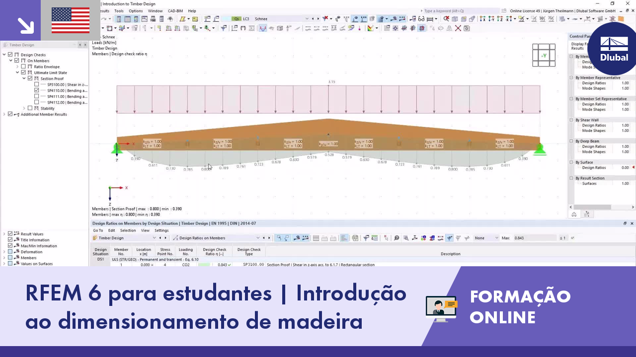RFEM 6 para estudantes | Introdução ao dimensionamento de madeira