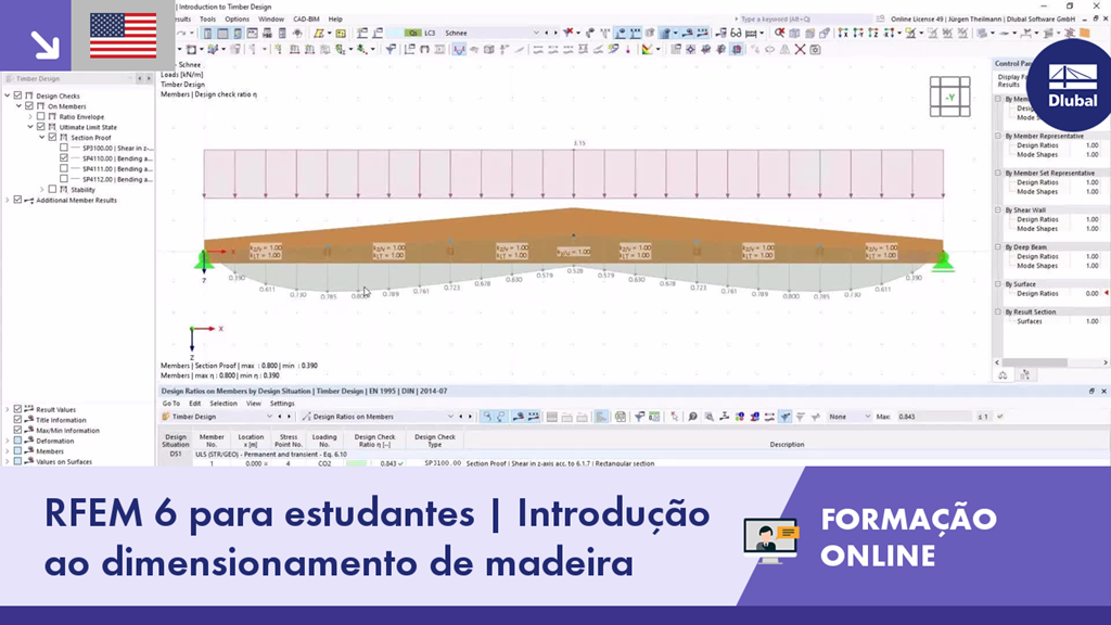 RFEM 6 para estudantes | Introdução ao dimensionamento de madeira