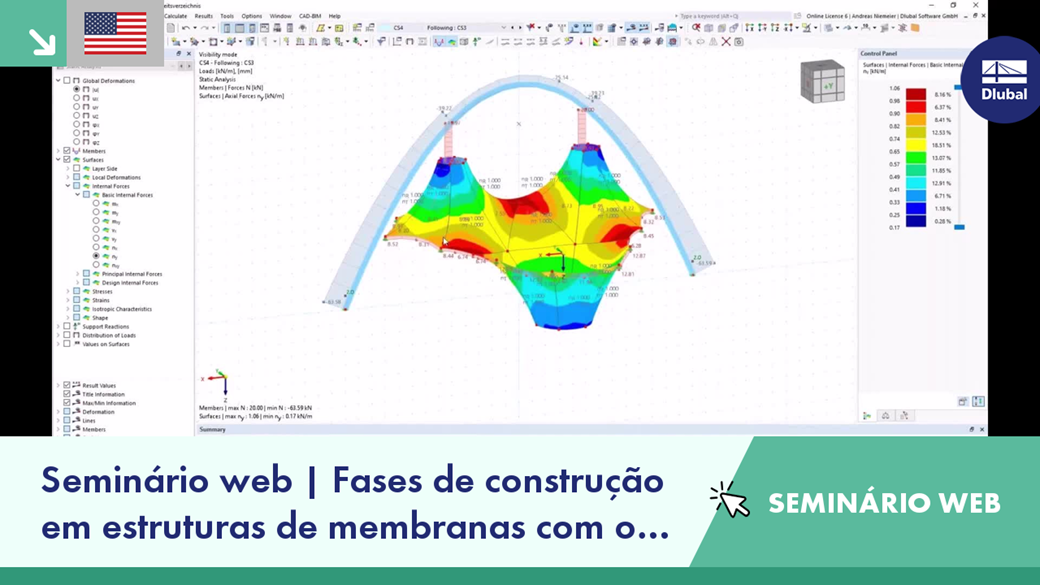 Seminário web, | Fases de construção das estruturas de membrana com o RFEM 6