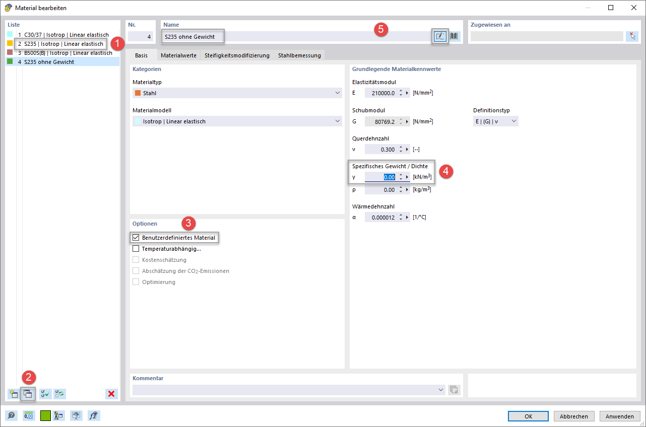 Criar material sem peso como cópia