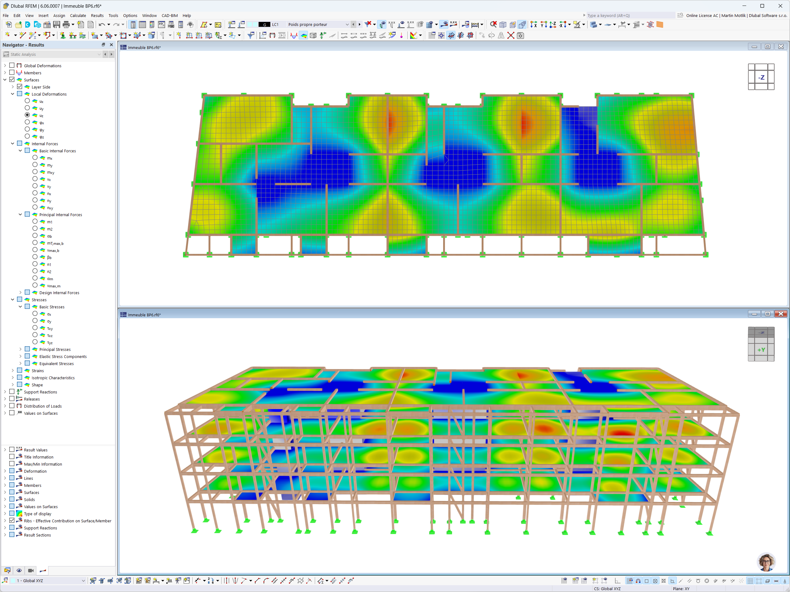 Deformações do edifício PB6 no RFEM