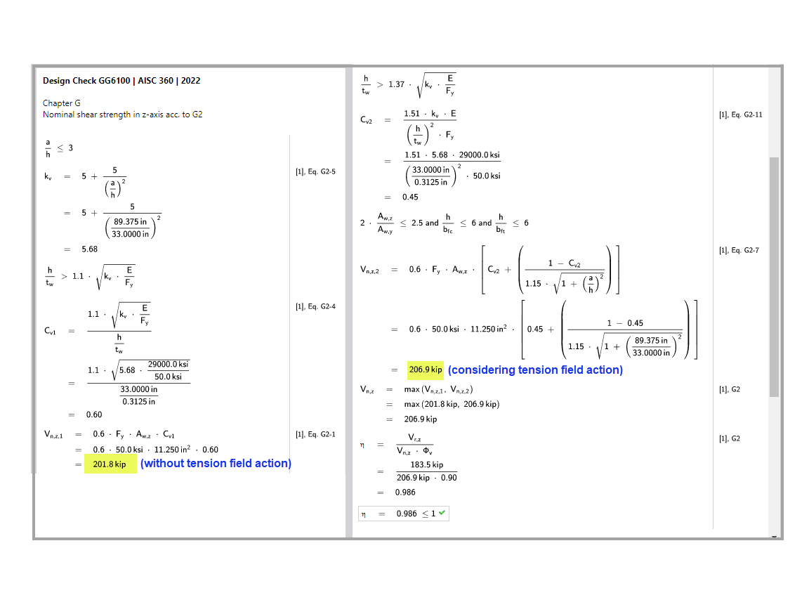 KB 001883 | Dimensionamento de vigas de alma cheia de acordo com a AISC 360-22 no RFEM 6