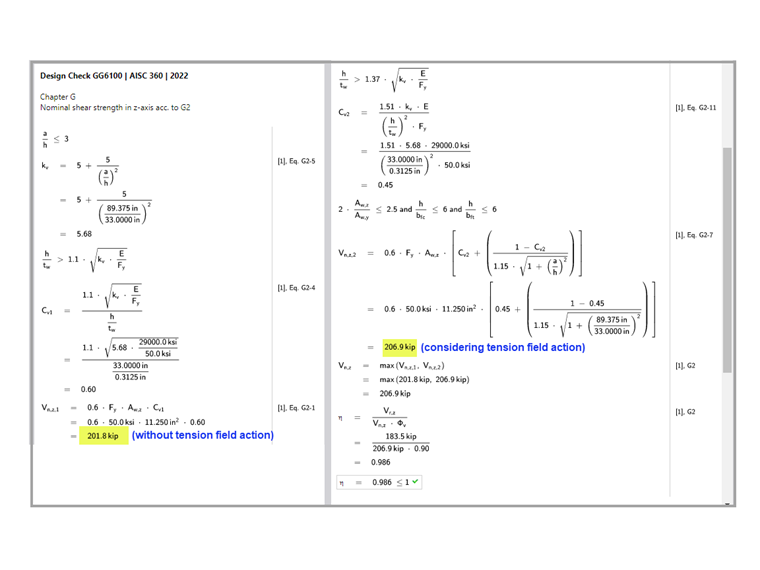 KB 001883 | Dimensionamento de vigas de alma cheia de acordo com a AISC 360-22 no RFEM 6