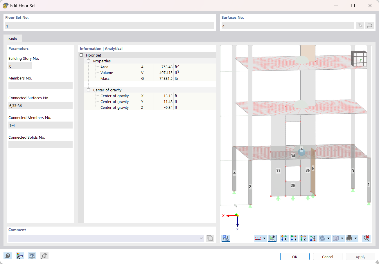 Conjunto de lajes de piso com objetos associados