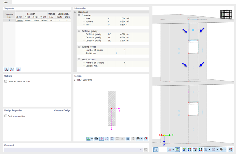 Célula de superfície através de linhas internas para criar viga-parede