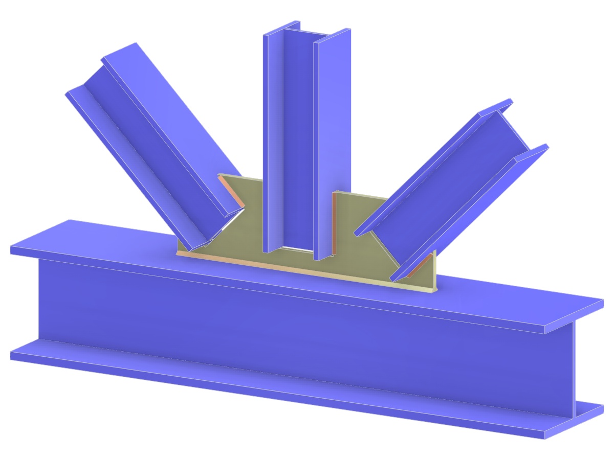 Modelo 005318 | Ligação de treliça KT | Ligação de diagonais e vertical ao banzo através de chapa de gusset
