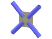 Modelo 005338 | Ligação de contraventamento X | Ligação de diagonal com diagonal através de  chapa de gusset