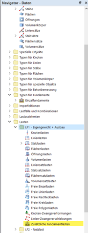Fundações de betão | Nova carga de fundação adicional através do navegador Dados