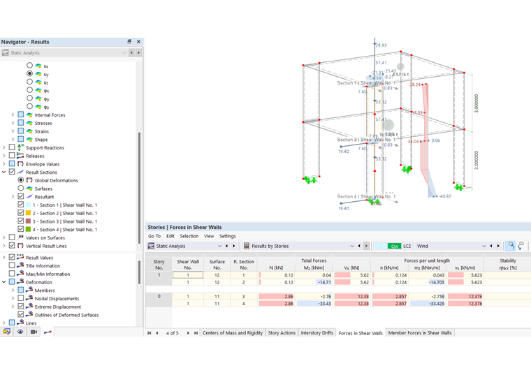 Análise de forças em paredes utilizando modelo do edifício com o software Dlubal