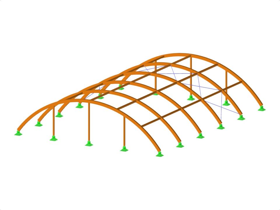 Modelo 005384 | Cargas de neve equilibradas e desequilibradas para coberturas curvadas