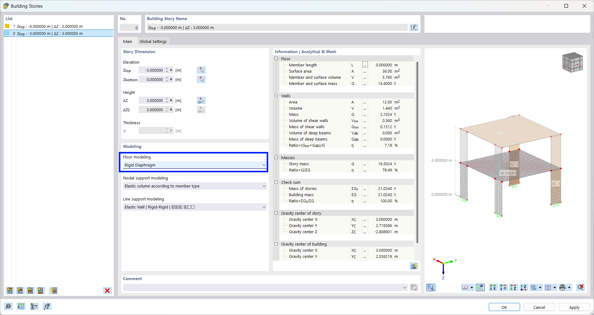 Modelação de pisos diafragma rígido