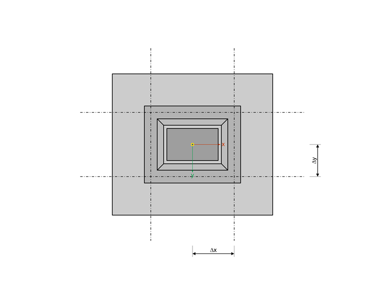 Secção de dimensionamento de fundação de encaixe com parede interna rugosa em estrutura de betão