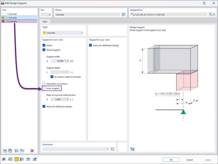 Interface de configuração de propriedades de apoio de cálculo no software de análise estrutural