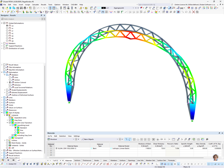 Modelo RFEM de viga treliçada com deformações | © Marx Krontal Partner, MKP GmbH