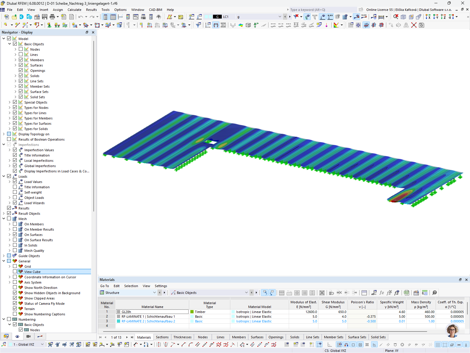 Modelo RFEM de painel de madeira laminada cruzada do telhado
