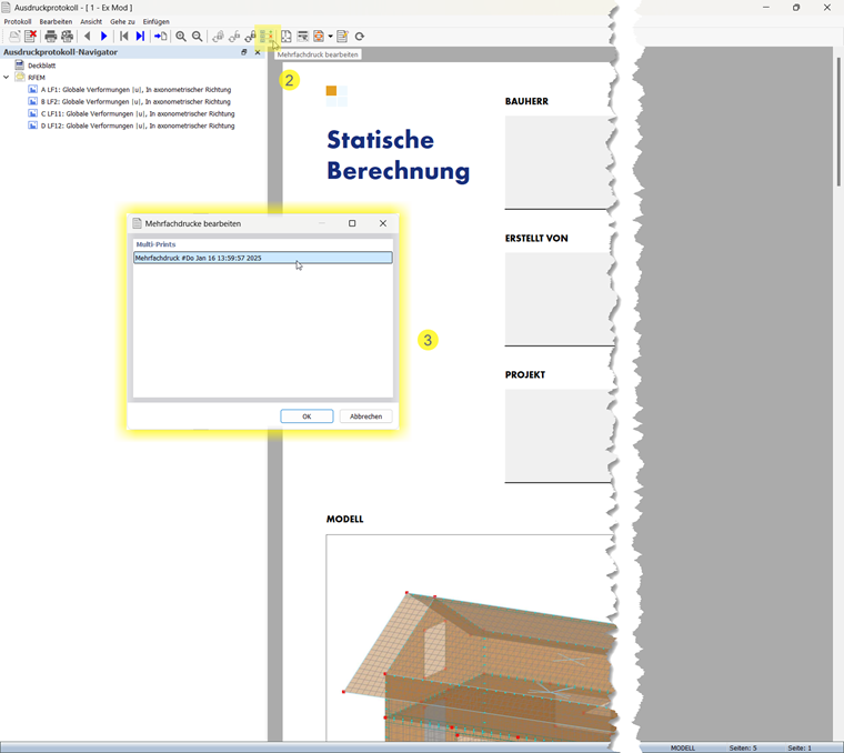 Option zur Mehrfachdruck Bearbeitung | Ausdruckprotokoll synchronisieren im neuen Fenster
