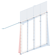 Simulação da distribuição significativa de força normal nas nervuras de uma parede painéis de madeira no RFEM 6