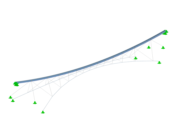 Modelo RFEM da ponte suspensa La Pendenta | Modelado em Disentis/Mustér, Suíça