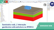 Webinar sobre interação solo-estrutura geotécnica com o RFEM 6, apresentando ferramentas interativas para análise de interações.