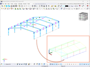 A opção de exportar dimensões ao exportar dados do RFEM 6 para ficheiros DXF é destacada, mostrando a sua integração e interface de definições.