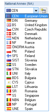 A figura mostra diferentes anexos nacionais para ajuste de normas em projetos de construção.