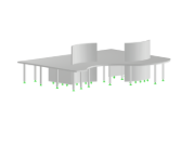Modernes Gebäude aus Stahlbeton mit klaren Linien und strukturierter Fassade.
