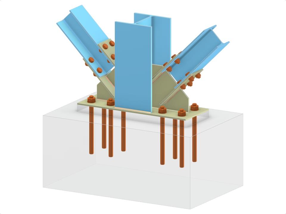 Modelo 005745 | Base de pilar com diagonais aparafusadas de contraventamento vertical