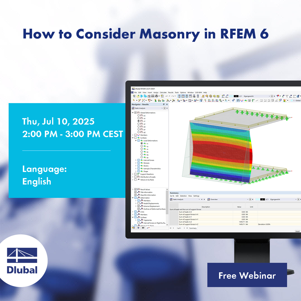 RFEM 6 demonstration of masonry material consideration for structural analysis.