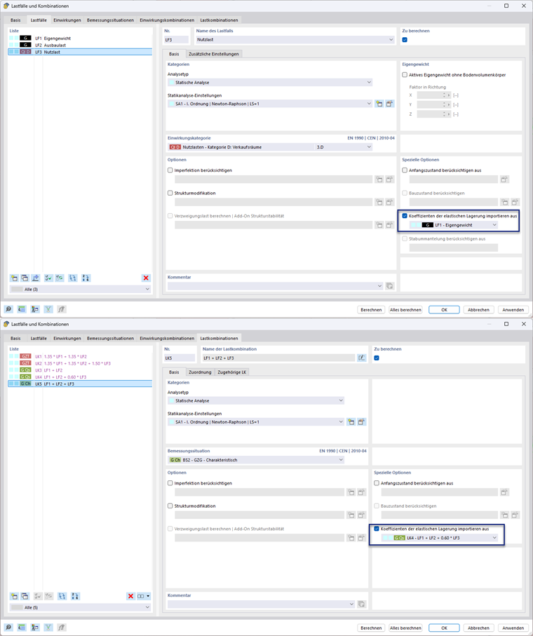 Associar manualmente para importação de coeficientes de fundação elástica | Interação solo-estrutura | Coeficientes de fundação e combinação de cargas