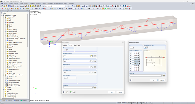 FAQ 005699 | Tenho uma barra de resultados no meu modelo, mas a distribuição do momento fletor é apenas linear. Dado o carregamento, esperaria uma distribuição parabólica. Isso não se altera e