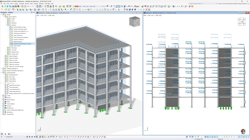 Exploração da distribuição de cargas e otimização de dimensionamento em modelos de edifícios utilizando o módulo Modelo de edifício no RFEM 6.