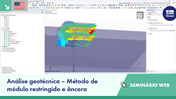 Slide de seminário web sobre a análise geotécnica no RFEM 6, com foco no método do módulo de constrangimento e técnicas de ancoragem