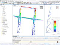 Representação da deformação de um suporte de fachada de uma estrutura de aço utilizando o RFEM 6.