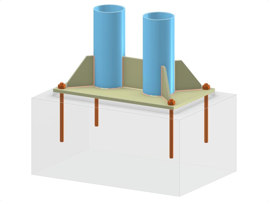 Modelo 005842 | Base de pilar com dois pilares CHS