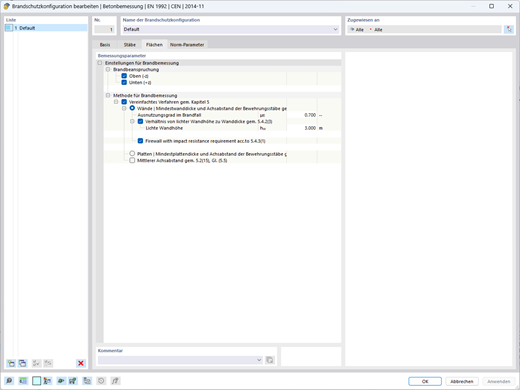 Função 002828 | Verificação de resistência ao fogo para lajes e paredes utilizando o método de tabela simplificado