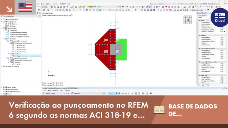 Cálculo ao punçoamento no RFEM 6 utilizando as normas ACI 318-19 e CSA A23.3:19