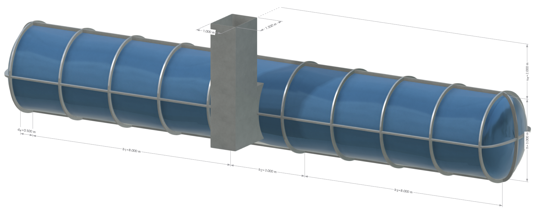 Modelo 005859 | KB 001968 | Tanque de duas câmaras embutido sob elevação